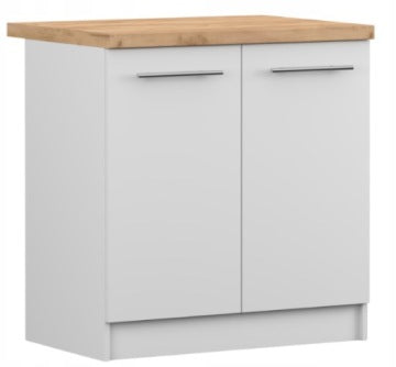 Szafka kuchenna stojąca INEZ 80 cm biała z dekorem dąb craft złoty