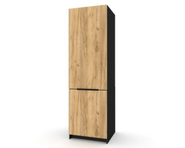 Wysoki słupek kuchenny KIRA 60 x 200 cm czarny z frontem dąb craft