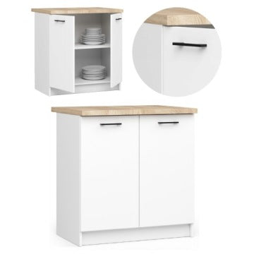 Szafka kuchenna Oliwia 80 cm z blatem, 2 drzwiami i 2 półkami