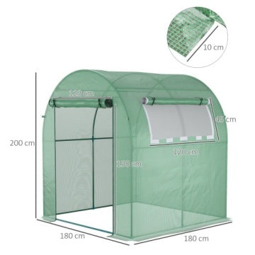 Zielona szklarnia Outsunny 180 x 180 x 200 cm z rolowanymi drzwiami